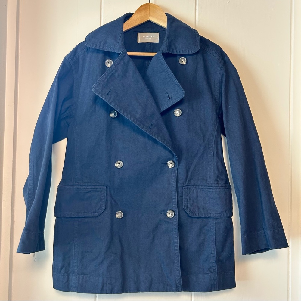 Everlane Navy Cotton Herringbone Peacoat NWOT Jacket size M